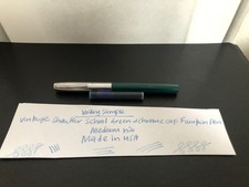 Vintage Sheaffer School Green & Chrome Fountain Pen with Cartridge