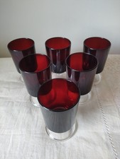 Set of 6 Vintage Luminarc Ruby Red Glasses – 1970s French Retro Drinkware 