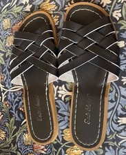 Salt Water Sandals, Black, Leather,  Rarely Worn, Retro Slide, UK 6