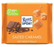 Ritter Sport Salted Caramel Milk Chocolate 100g- Pack of 3