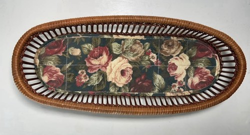Vintage oblong tiki rattan - oblong,