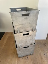 Metal Aluminium Vintage Storage Crate Stackable Strong Storage Box