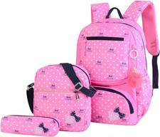 3Pcs Girls Backpacks Bowknot