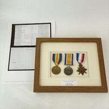 WW1 Medal Trio Private Arthur Davies Royal Lancashire Regiment 14053 Wounded