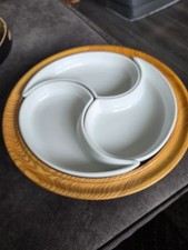 divided serving dish, wooden