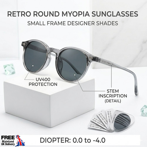 Retro round myopia sunglasses - retro,