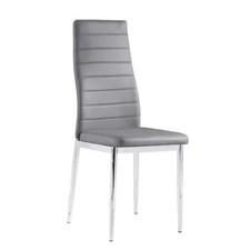 Grey Leather Chairs Dining Table Chairs with Chrome Legs x 6
