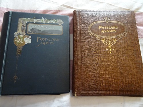 Two antique postcard albums - antique,