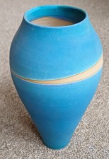 Blue ceramic vase by John & Julie Harbottle