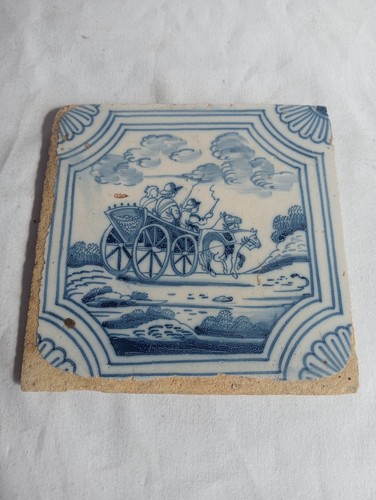 Antique delft tile horses - antique,