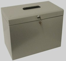 A4 Metal Grey Filing Box Storage Lockable 5 Suspension Files Tidy File