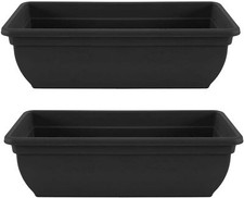 2 x Trough Plant Pot Long Plastic Planter Outdoor Garden Window Herb Flower Box
