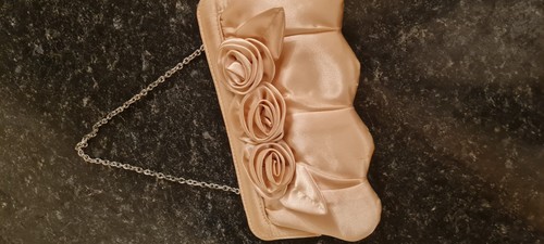 Champagne gold satin clutch - gold,