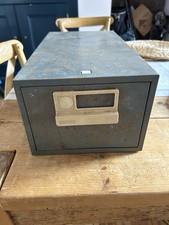 Vintage Bisley Single Draw Metal Index Card Cabinet