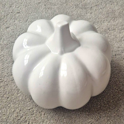 White glazed ceramic pumpkin - glazed,