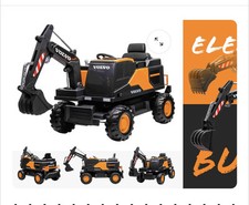 Kids Volvo Excavator 12V Ride-On Toy with Remote & Working Bucket