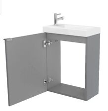 Goodhome Imandra Cloakroom Basin Cabinet Gloss Grey Wall Mounted 436 x 550 x 235