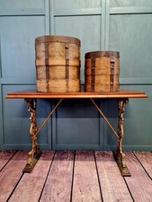 Antique French Grain Buckets – “Lobrot Paris” – Rustic Country Kitchen Decor