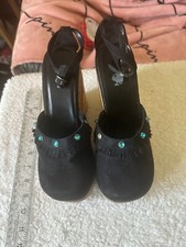 PLAYBOY JOANN STYLE Black W/ GEM STUDS  SANDALS  2001  SIZE 8  NEW ACTUAL PICS