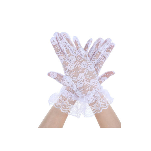 White lace gloves wedding - white,