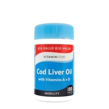 Vitamin Store Cod Liver Oil 500mg 180 Capsules Supports Joints Bones & Immunity
