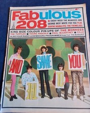 Rare FABULOUS 208 Magazine 5th AUGUST 1967 Dave Dee Monkee Turtles Young Rascals