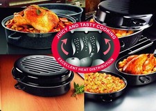 38cm Oval Self Basting Roaster Enamel Oven Roasting Casserole Dish Pot with Lid