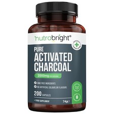 Activated Charcoal - 200 Capsules - 2000mg - Bloating - Gut & Digestive support