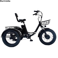 20" Foldable Electric Tricycle 48V 15Ah Fat Tire Fold E-Trike for Adults 7-speed