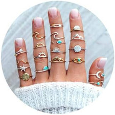 Itsstarred 7-19Pcs Silver Star Moon Knuckle Ring Set for Women Vintage Stackable
