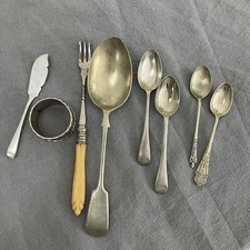 Job Lot of Silver Plated Items - spoons, pickle fork, napkin, Peruvian/Venetian