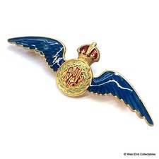 Stunning Azure Blue Gilt Royal Air Force RAF Wings Sweetheart Brooch Badge
