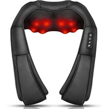 Electric Shiatsu Back Neck Shoulder Massager with Heat Kneading Body Car Home UK