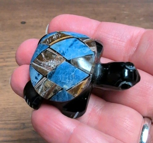 Vintage carved black onyx - black,
