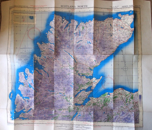 Vintage army air map - army/air, scotland
