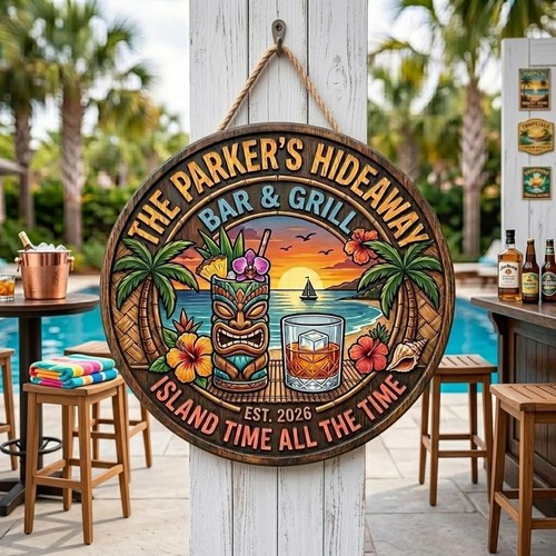 Personalized tiki bar wooden - tiki,