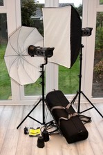 Bowens Esprit Gemini GM500 2 Head Flash Kit     & Bowens Softbox & umbrella