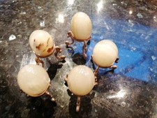 Onyx Marble Eggs with Stand, Handmade Set of 5 Marble Eggs