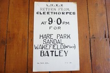 1936 LNER Railway Train Timetable Poster Cleethorpes Hare Park Sandal Wakefield 