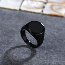 Men Women Plain Gold Signet Ring Stainless Steel Round Band Wedding Jewelry Gift