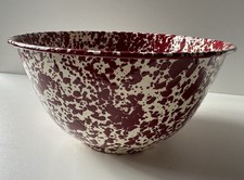 Crow Canyon Home Enamelware enamel Red Large Salad Bowl Splatter plate rare new