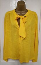 BODEN Tie Neck Yellow Jersey Blouse Size UK 12R.   Z1