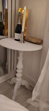 Vintage Antique Style grey chic Wooden Round Pedestal Side End Display Table