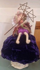 Fairy & large velvet mushroom 43cm Handmade OOAK Toadstool & 2 willow wands