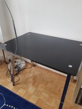 Modern Black Desk with Chrome Legs – Easy Assembly – Home Office