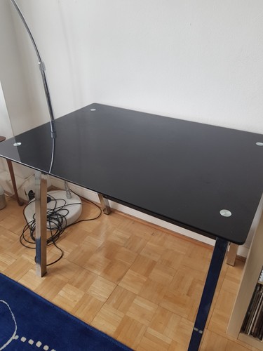 Modern black desk with - with, chrome