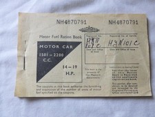 Vintage 1970's Motor Fuel Ration Book - Car 1501-2200cc 6 months, 12 Vouchers