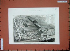 Old Antique Print 1886 Liverpool Exhibition Plan Buildings Architecture 19th