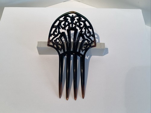 Vintage black hair comb - black, art