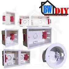 1 or 2 Gang Dry Lining Boxes Adjustable Lugs for Plasterboard walls.Various Size